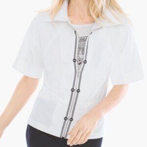 CHICO’S White Neema Zipper Jacket Size 1